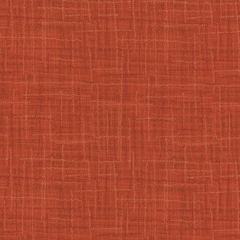 A textured fabric in a warm orange-red color with subtle horizontal and vertical lines.