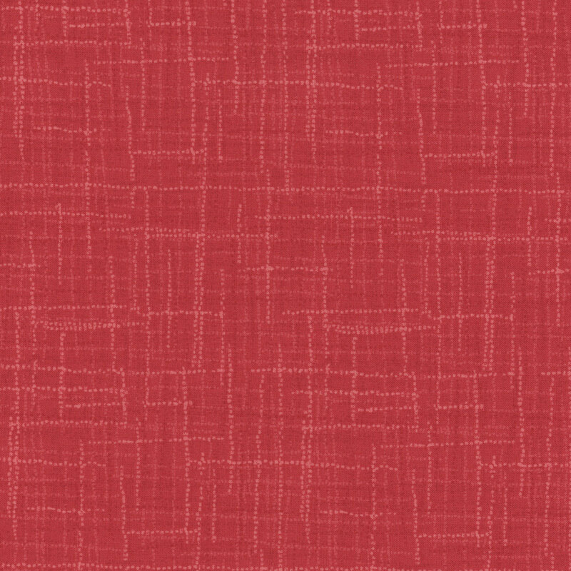 A textured fabric in a solid red color with a subtle pattern of lighter red lines intersecting in various directions.