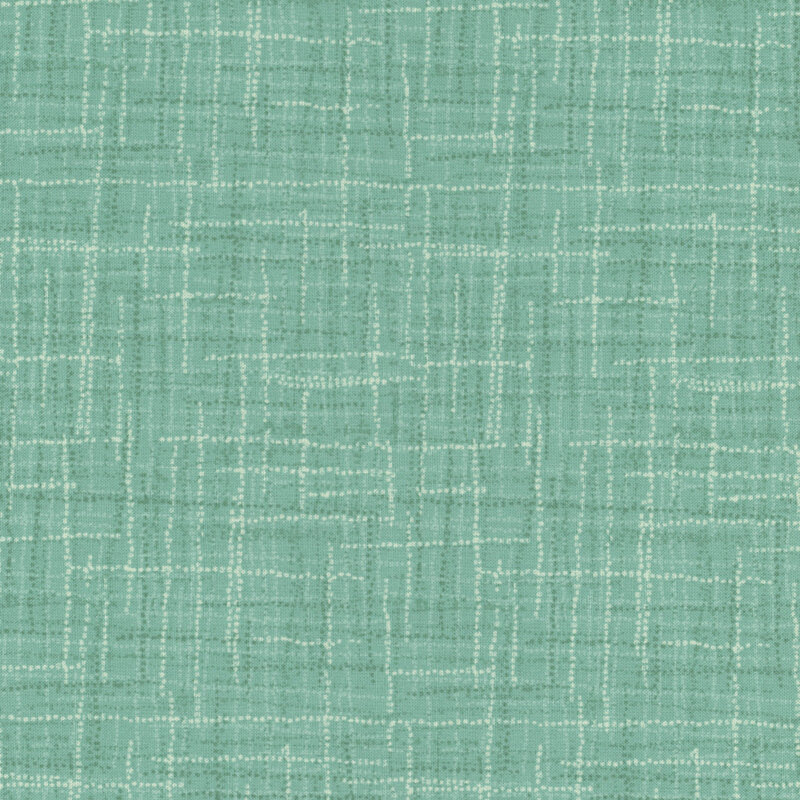 A textured fabric surface in a mint green color with a grid-like pattern.