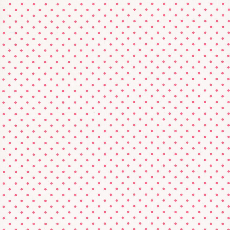 White fabric with hot pink polka dots.