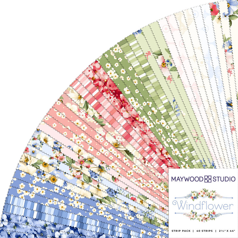 Collage image of fabrics included in the Windflower collection