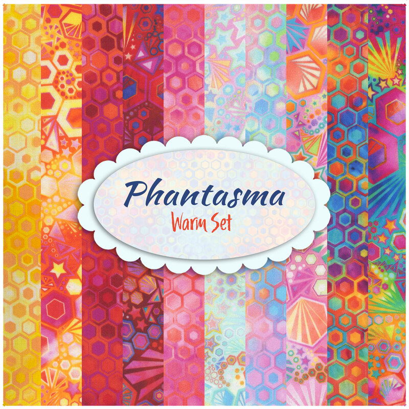 collage of the warm set of phantasma fabrics