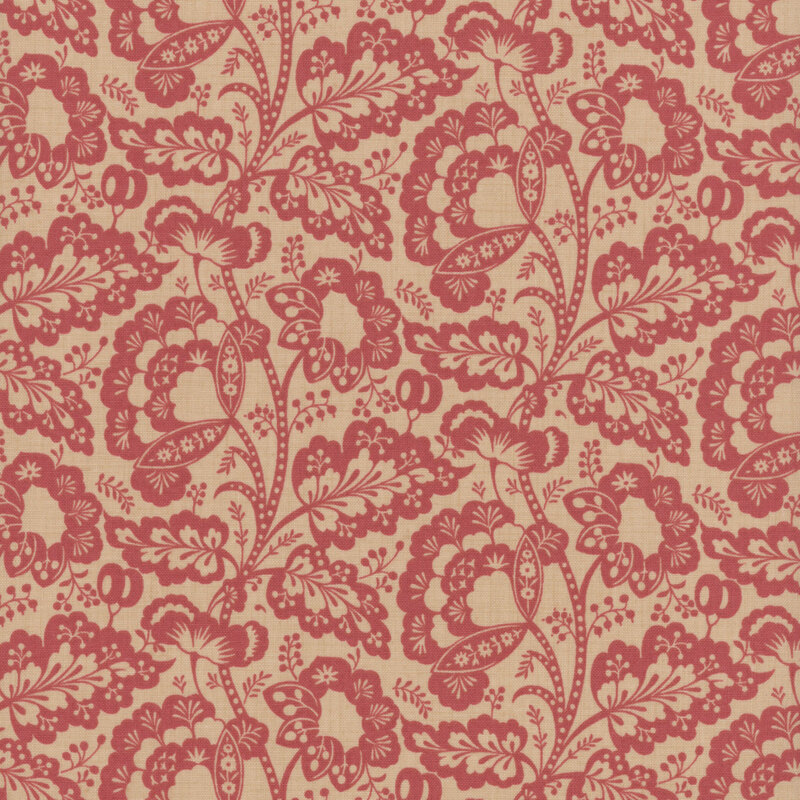 Cream fabric featuring a intricate floral design