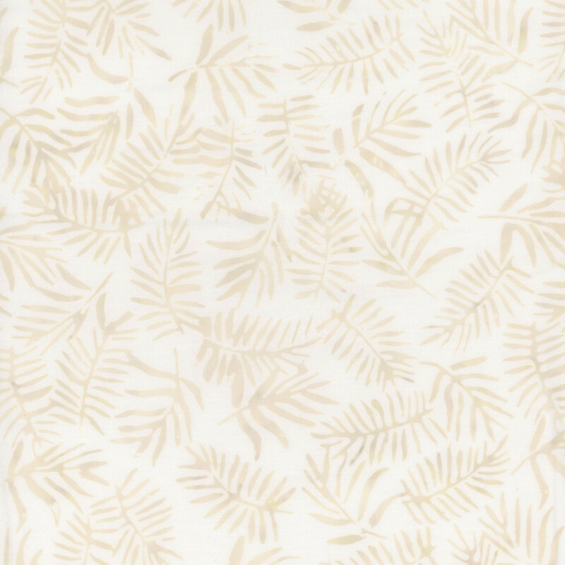 Cream fabric with beige mottled fern fronds.