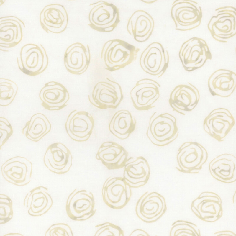 Cream fabric with beige mottled scribbled circular shapes