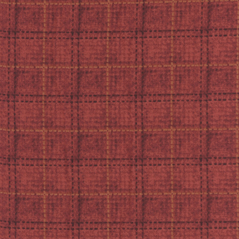 red fabric featuring a plaid design