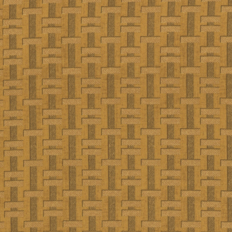 golden yellow fabric featuring a striped design of rectangular blocks