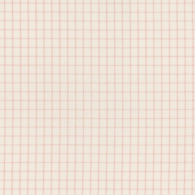 Light cream fabric with a faint red grid pattern