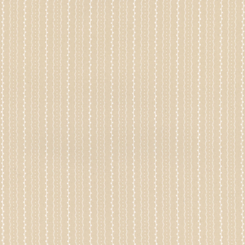 Light tan fabric with small white stripes throughout