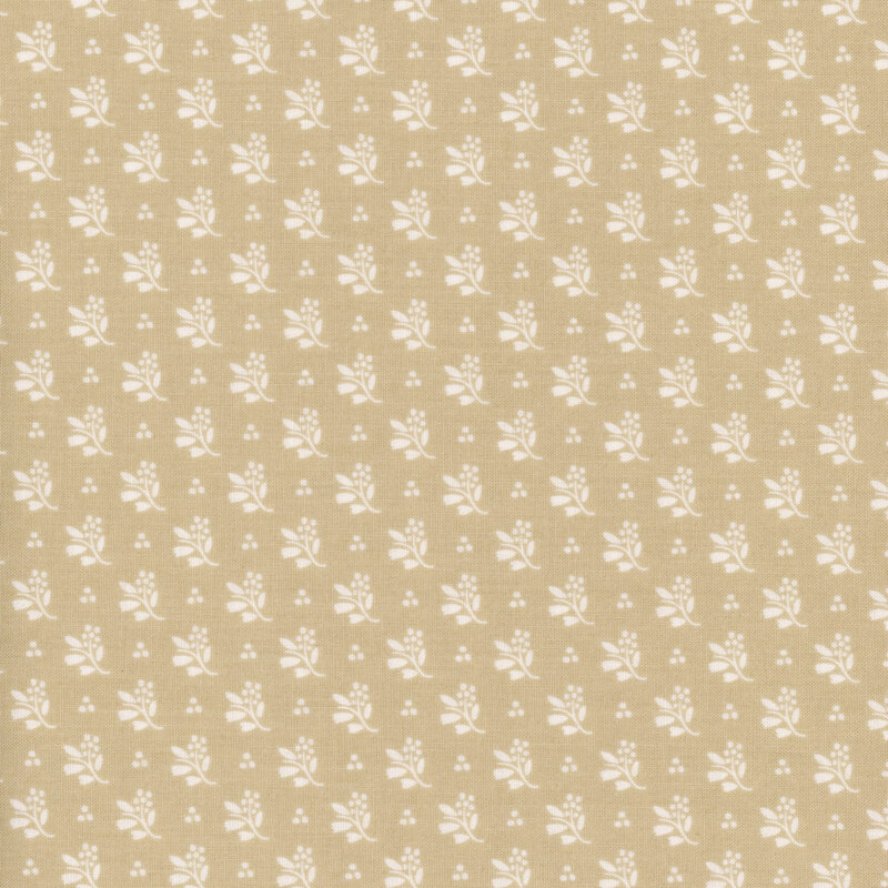 Light tan fabric with small white floral clusters all over