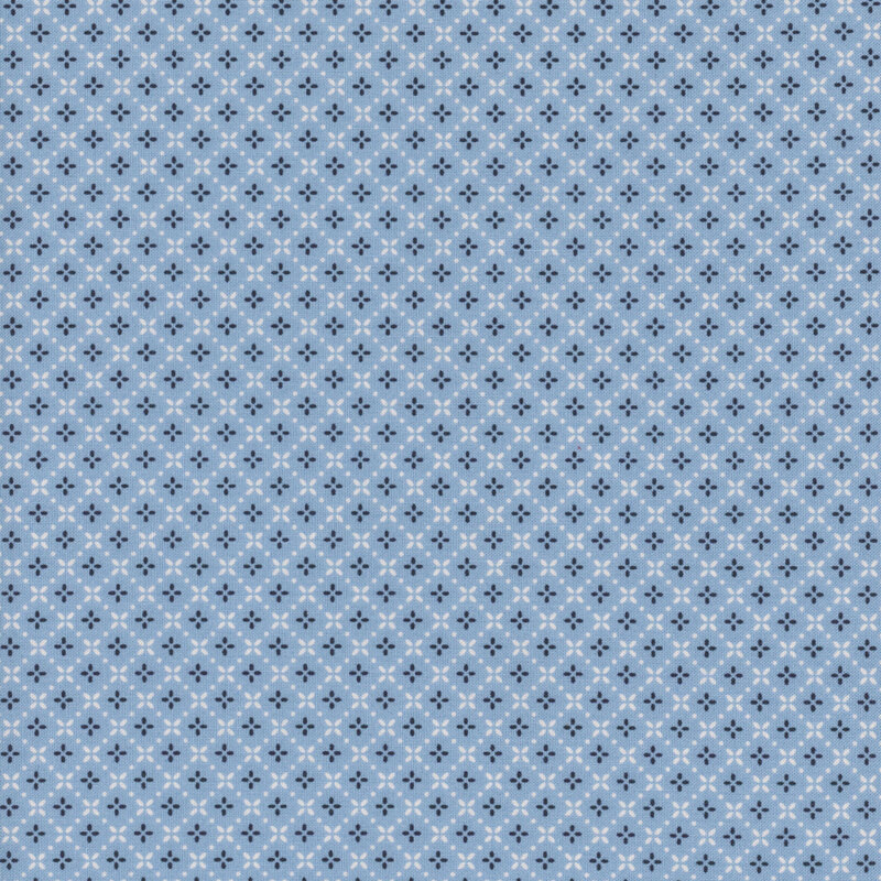 Light blue fabric with a small white dotted connecting diamond pattern throughout