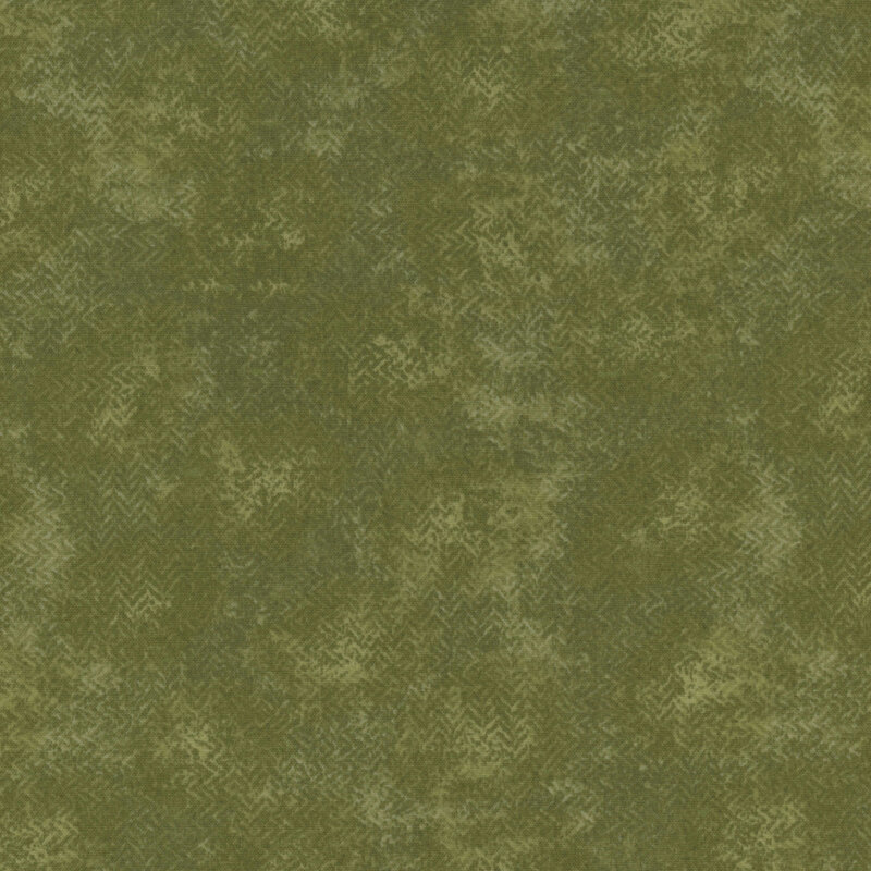 Mottled olive green fabric with a textured, zig zag look