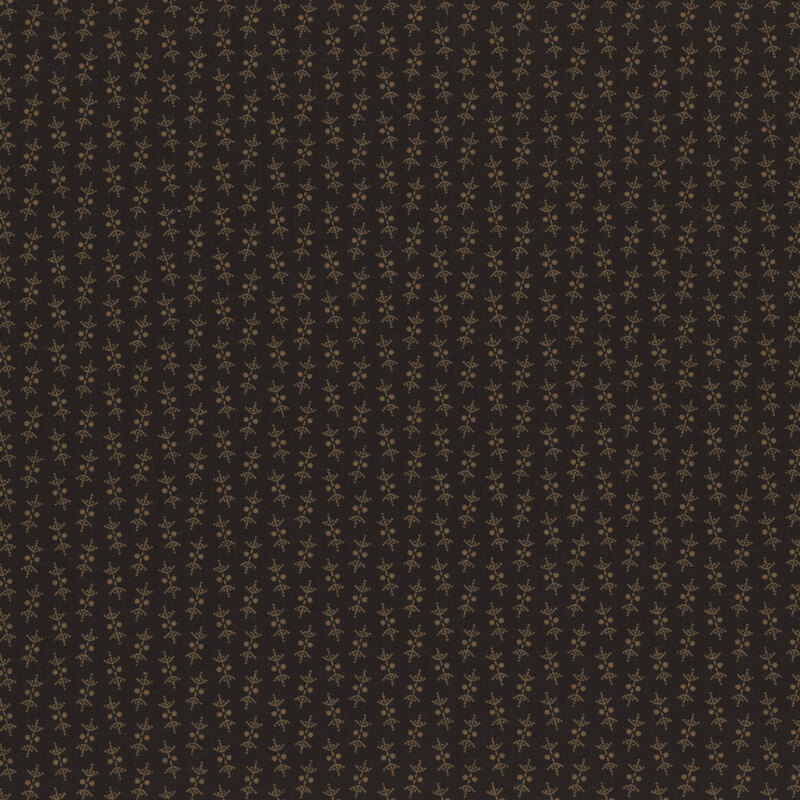 Black fabric with small brown alternating floral bunches