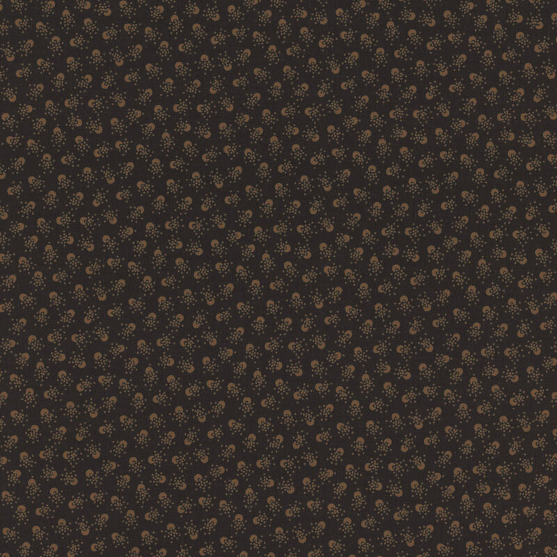 Black fabric with small brown intricate designs throughout