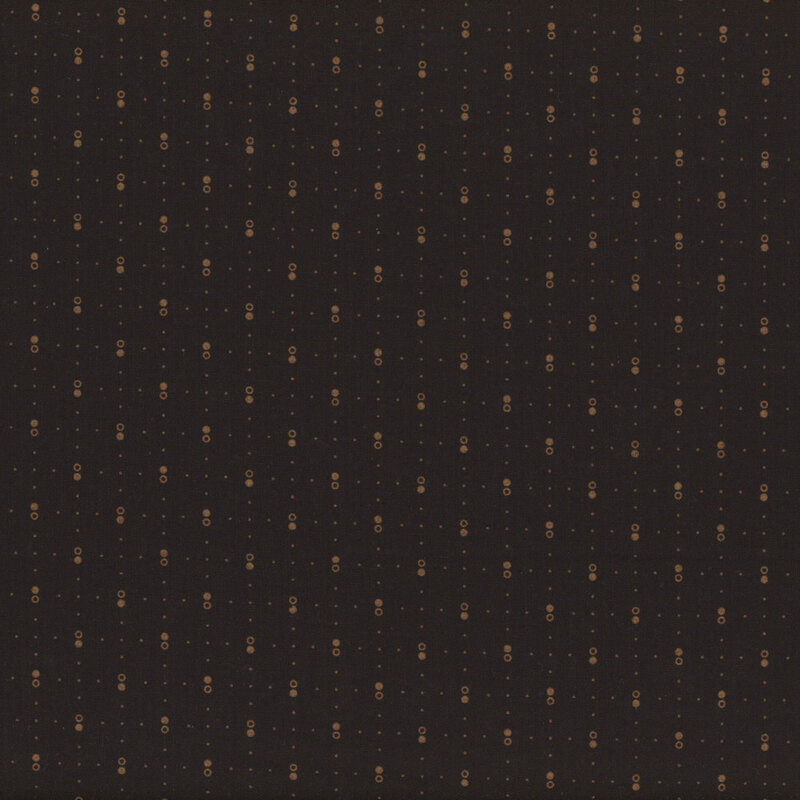 Black fabric with small brown pin dots and double dots throughout