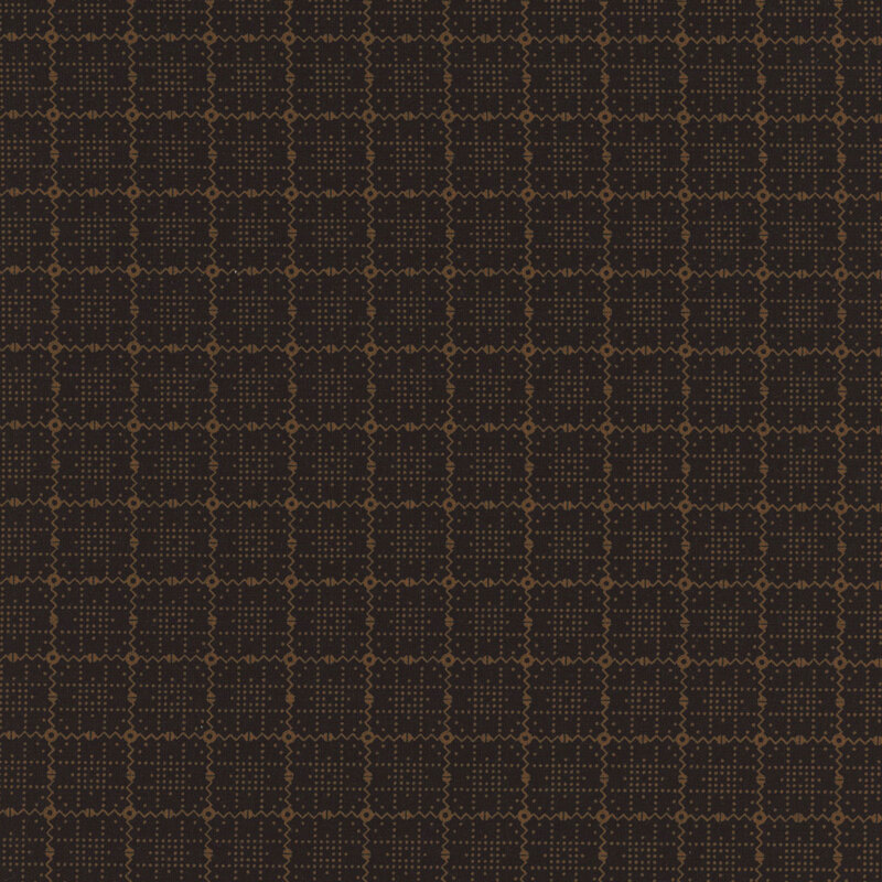 Black fabric with a brown grid pattern throughout