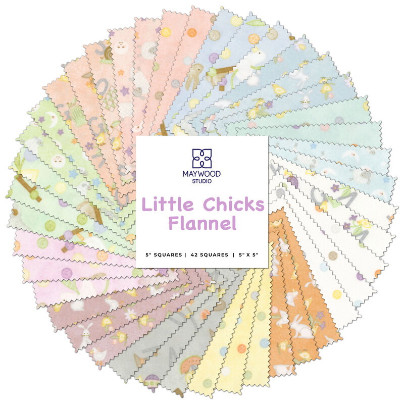 Collage of fabrics in Little Chicks Flannel 5