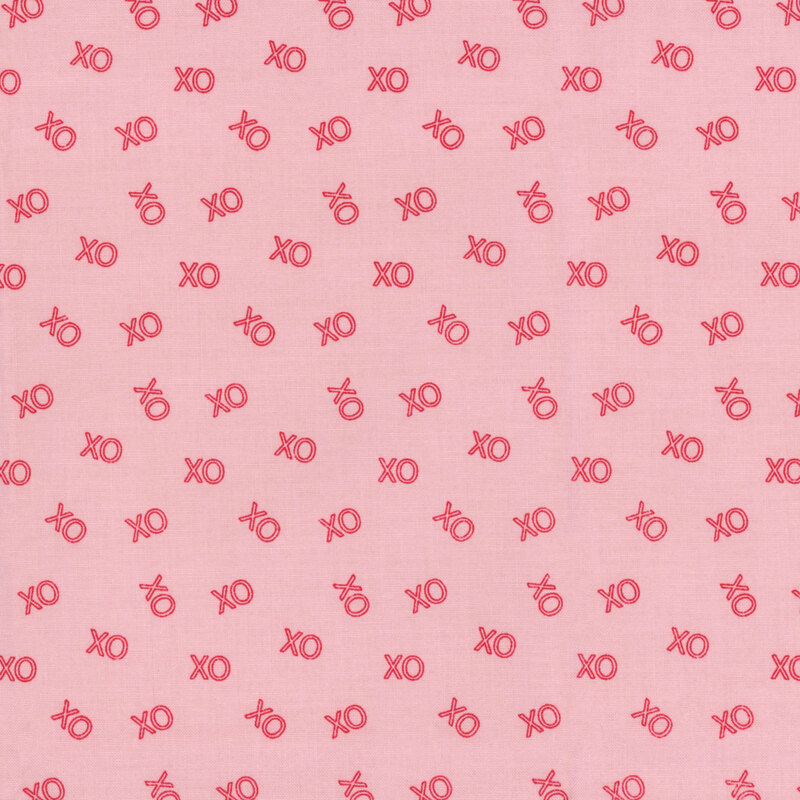 Light pink fabric with red, ditsy 