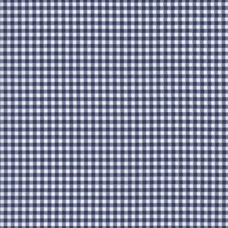 navy and white mini gingham fabric