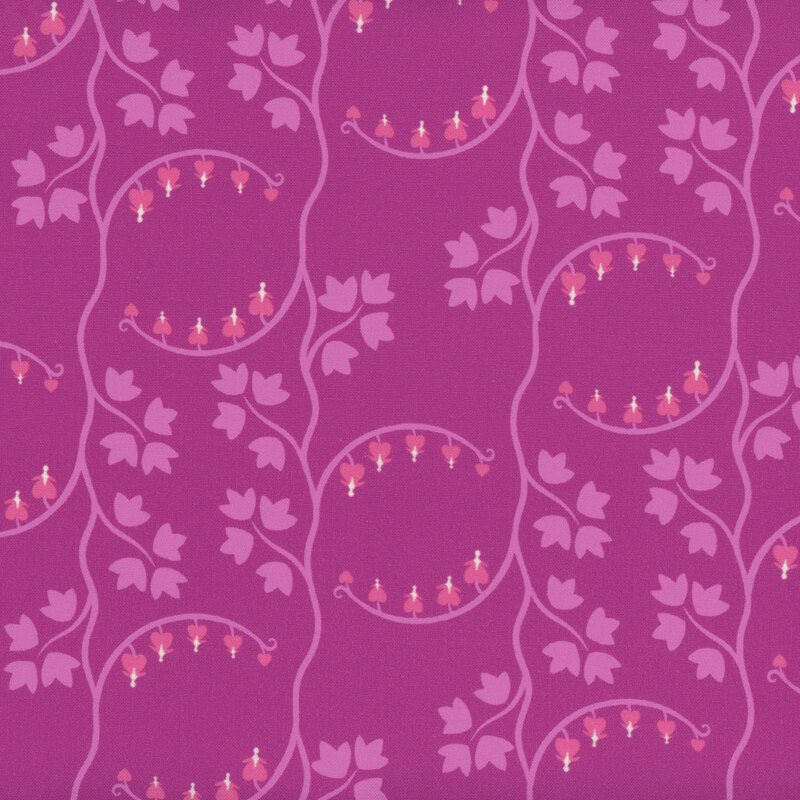 Deep purple fabric with small purple vines throughout