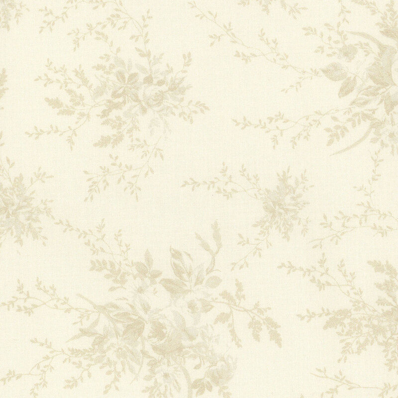 Cream fabric with floral rose pattern 