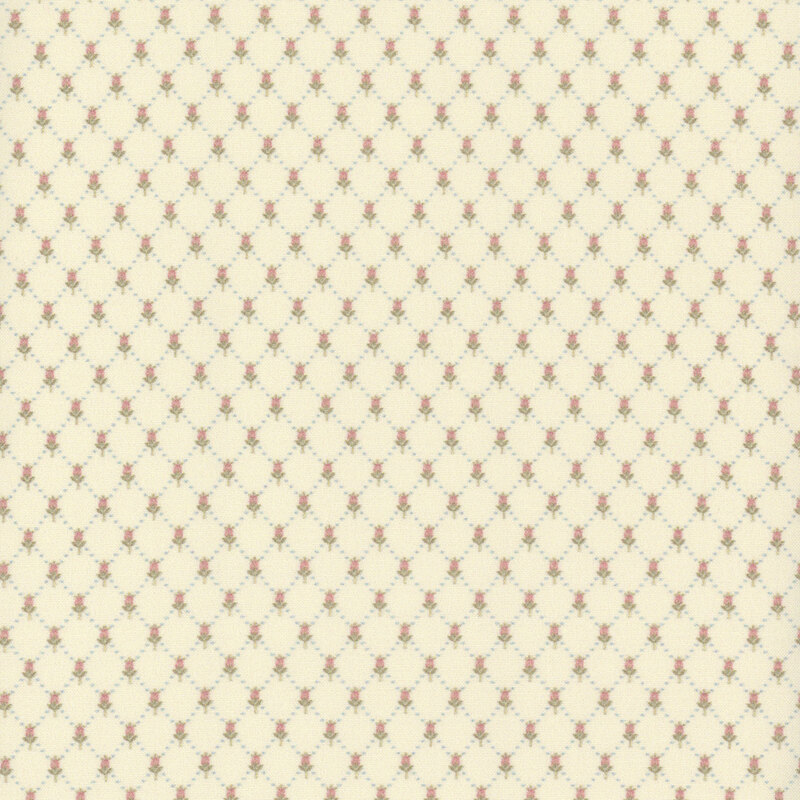 Cream fabric with lattice rose pattern