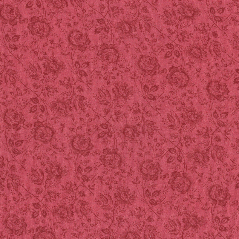 Tonal red fabric featuring roses