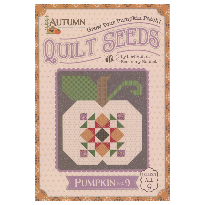 front of keepsake seed packet showing finished pumpkin block