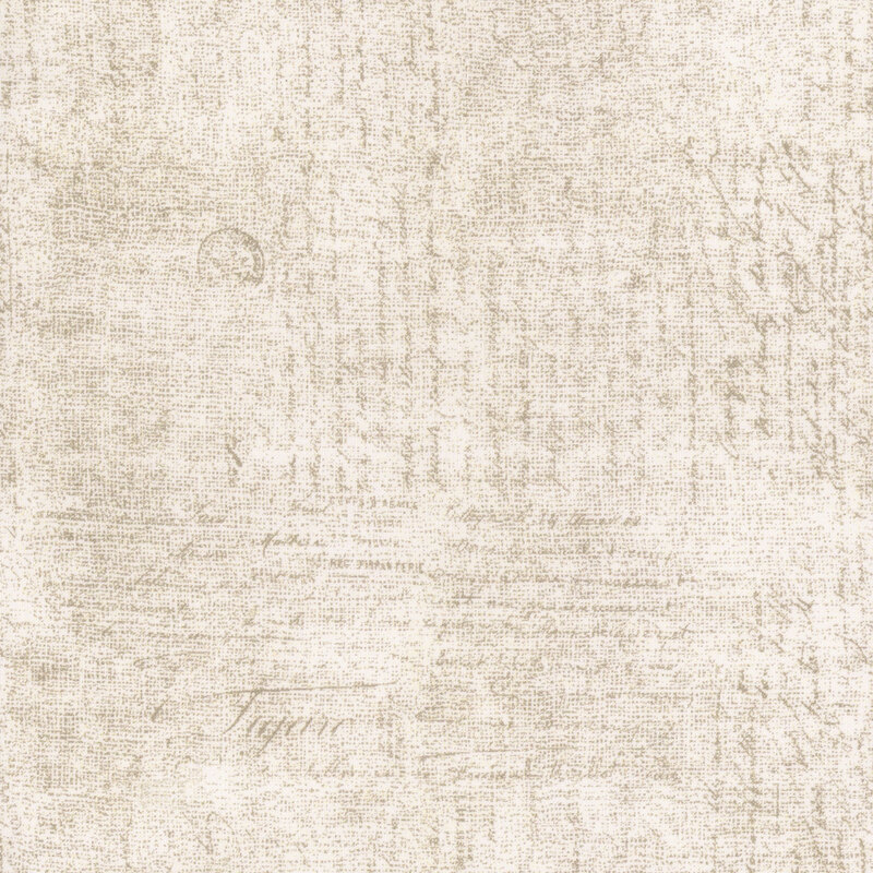 cream fabric with small perpendicular blocks of cursive writing