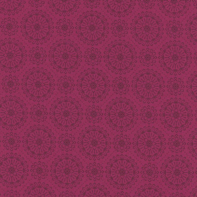 Magenta fabric with wine red damask pattern