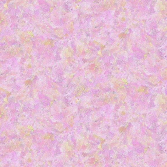 Abstract pattern featuring soft pink hues with hints of yellow and orange circular shapes.