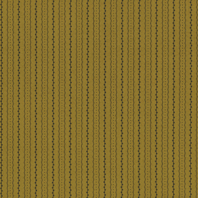 olive green fabric featuring an abstract striped design