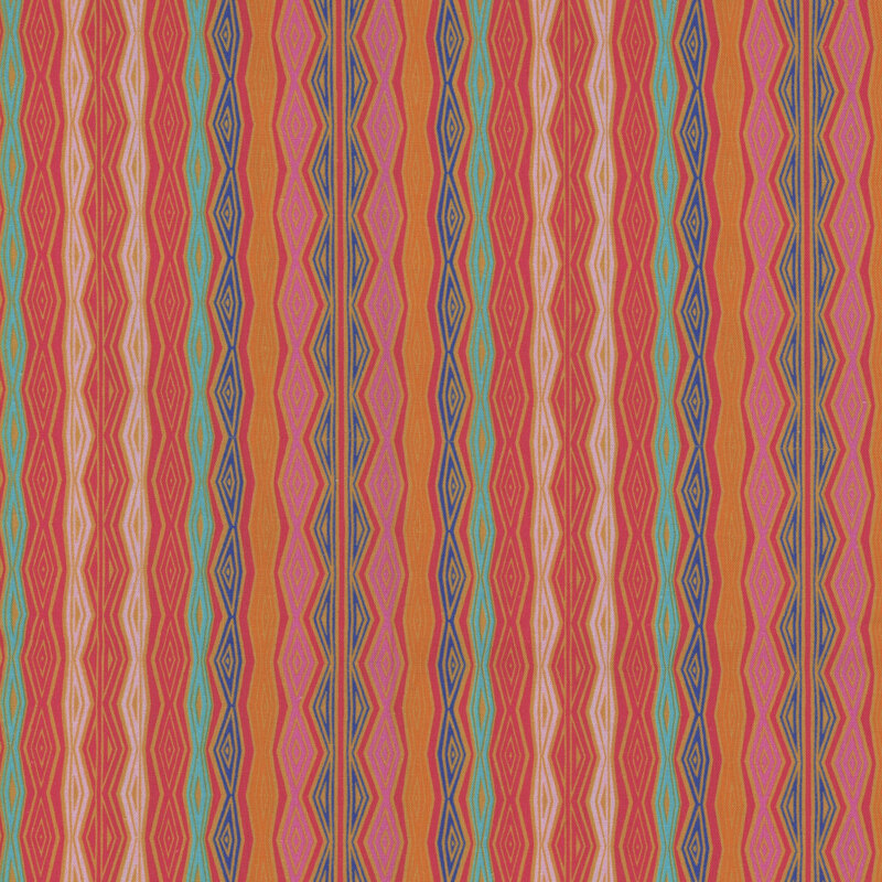 Red, blue, and aqua striped fabric