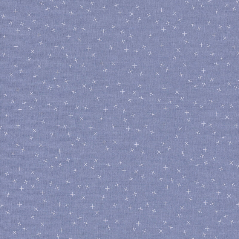 Powder blue fabric with small white X's scattered throughout