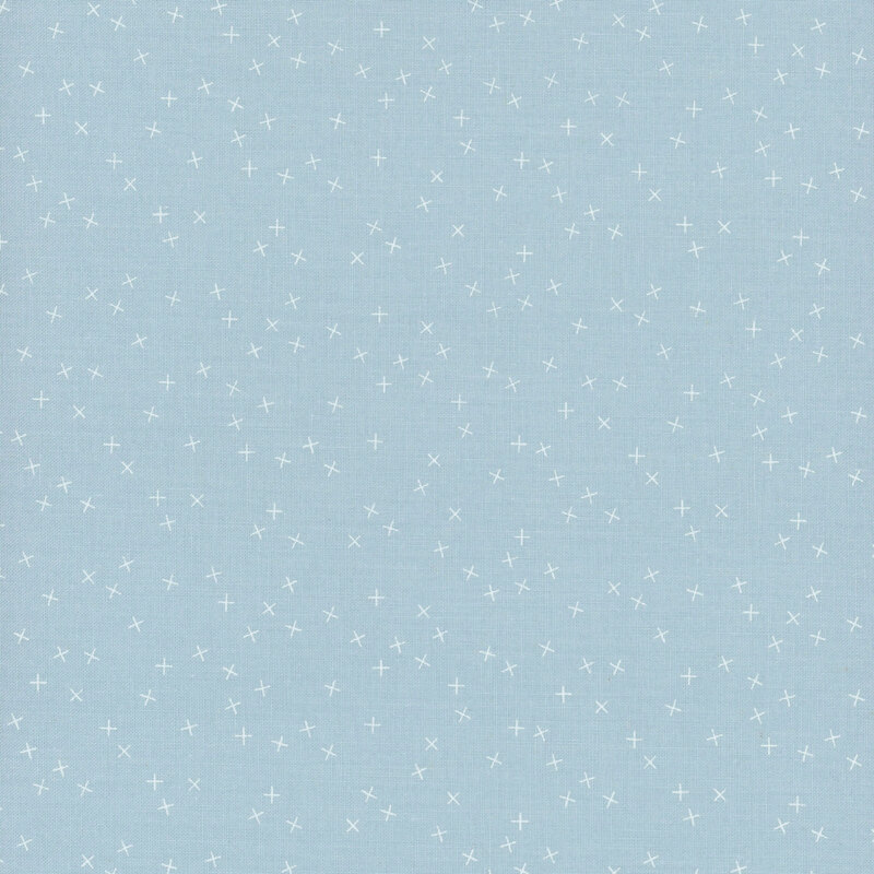 Light blue fabric with small white X's scattered throughout