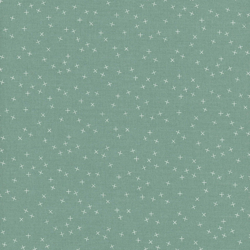 Medium teal fabric with small white X's scattered throughout