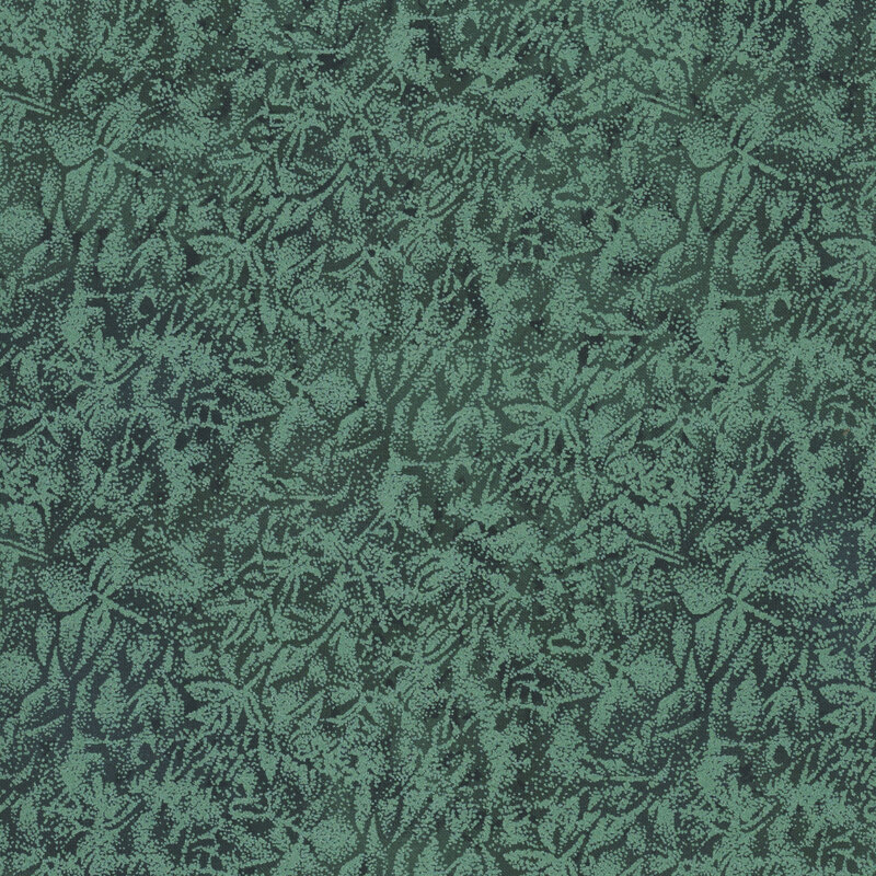 Hunter green fabric featuring a mottled design with metallic glitter accents