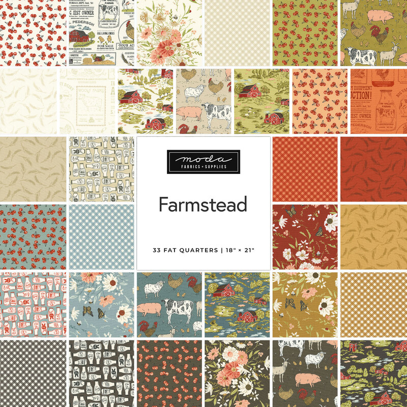 Collage of FQ SKUs available in the farmstead collection