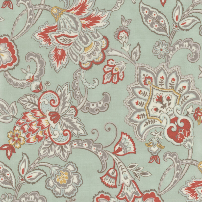 light aqua chintz floral fabric