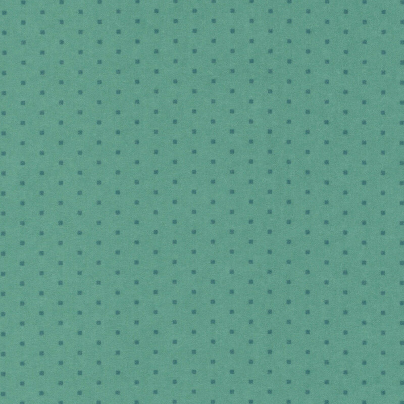 Teal flannel fabric with a tonal polkadot pattern 