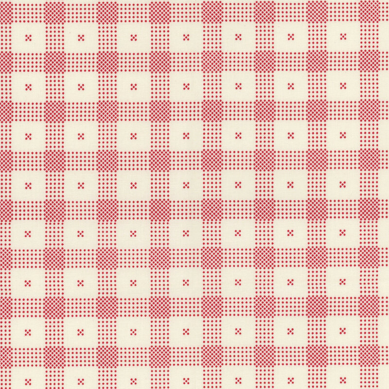 white and red dotted gingham