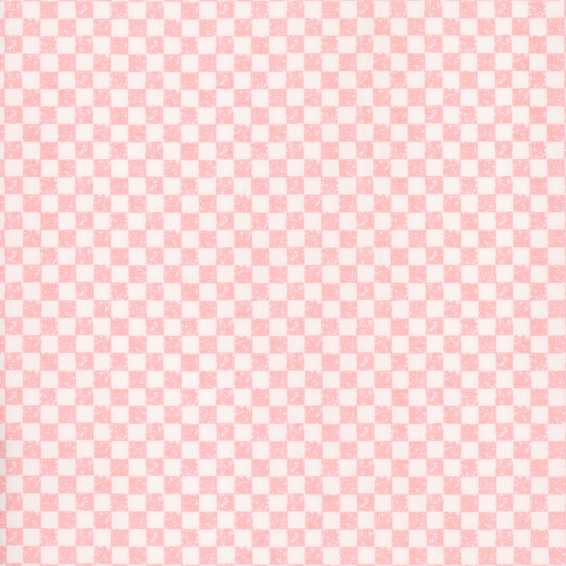 A baby pink and white checker print fabric.