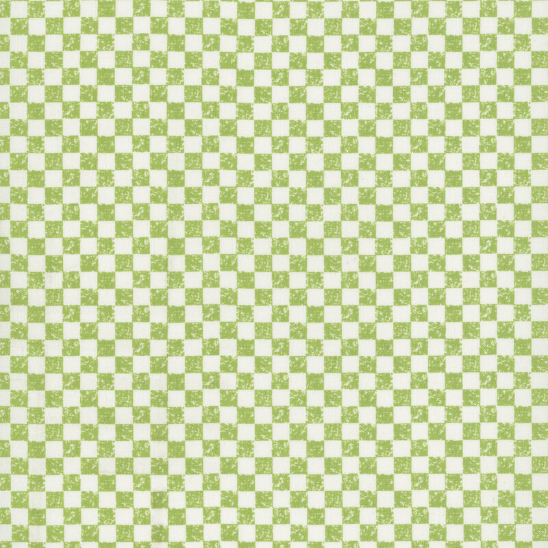 A green and white checker print fabric.