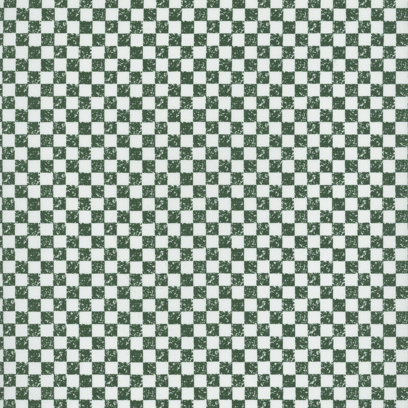 A dark green and white checker print fabric.