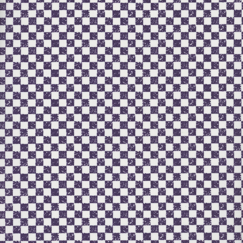 A purple and white checker print fabric.