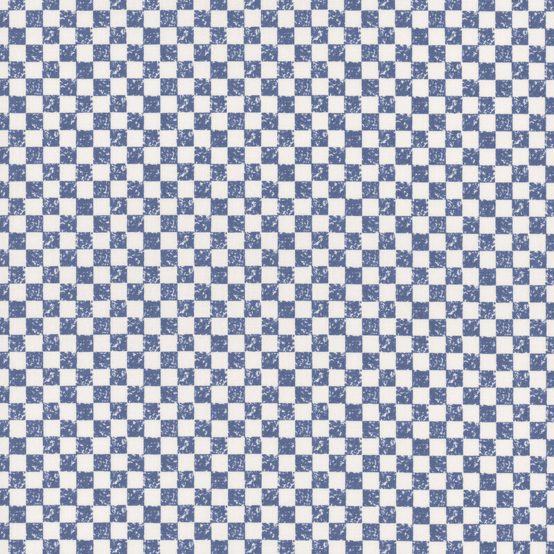 A denim blue and white checker print fabric