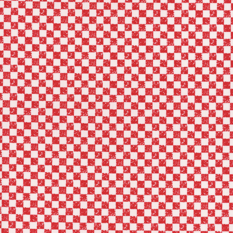 A red and white checker print fabric