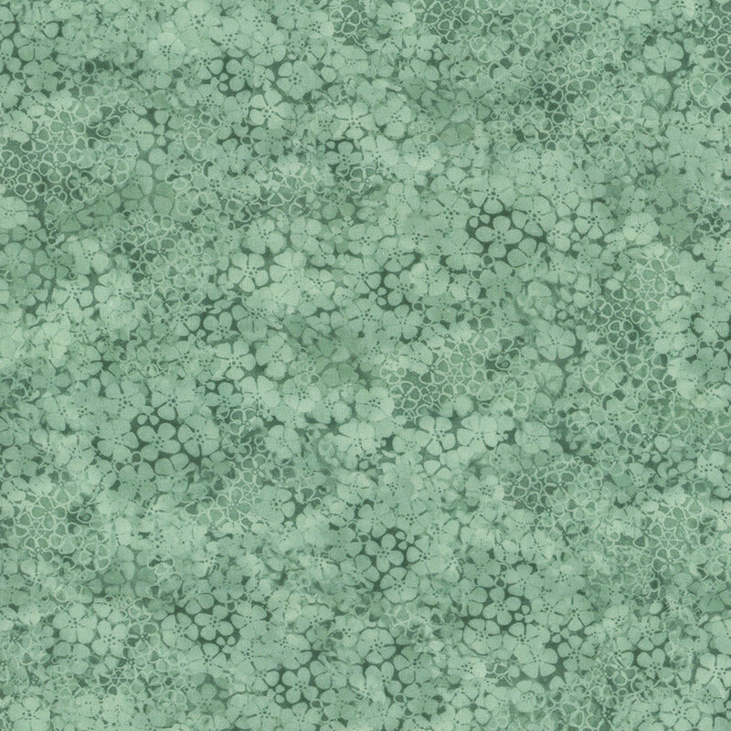 Mint Green fabric featuring a packed floral design