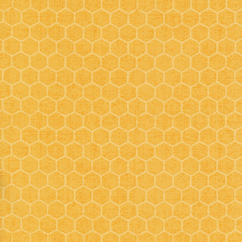 Yellow fabric with a tonal honeycomb pattern