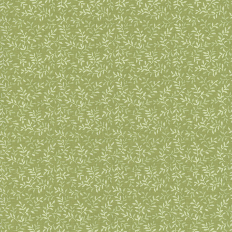 Light green fabric with a white leaf pattern